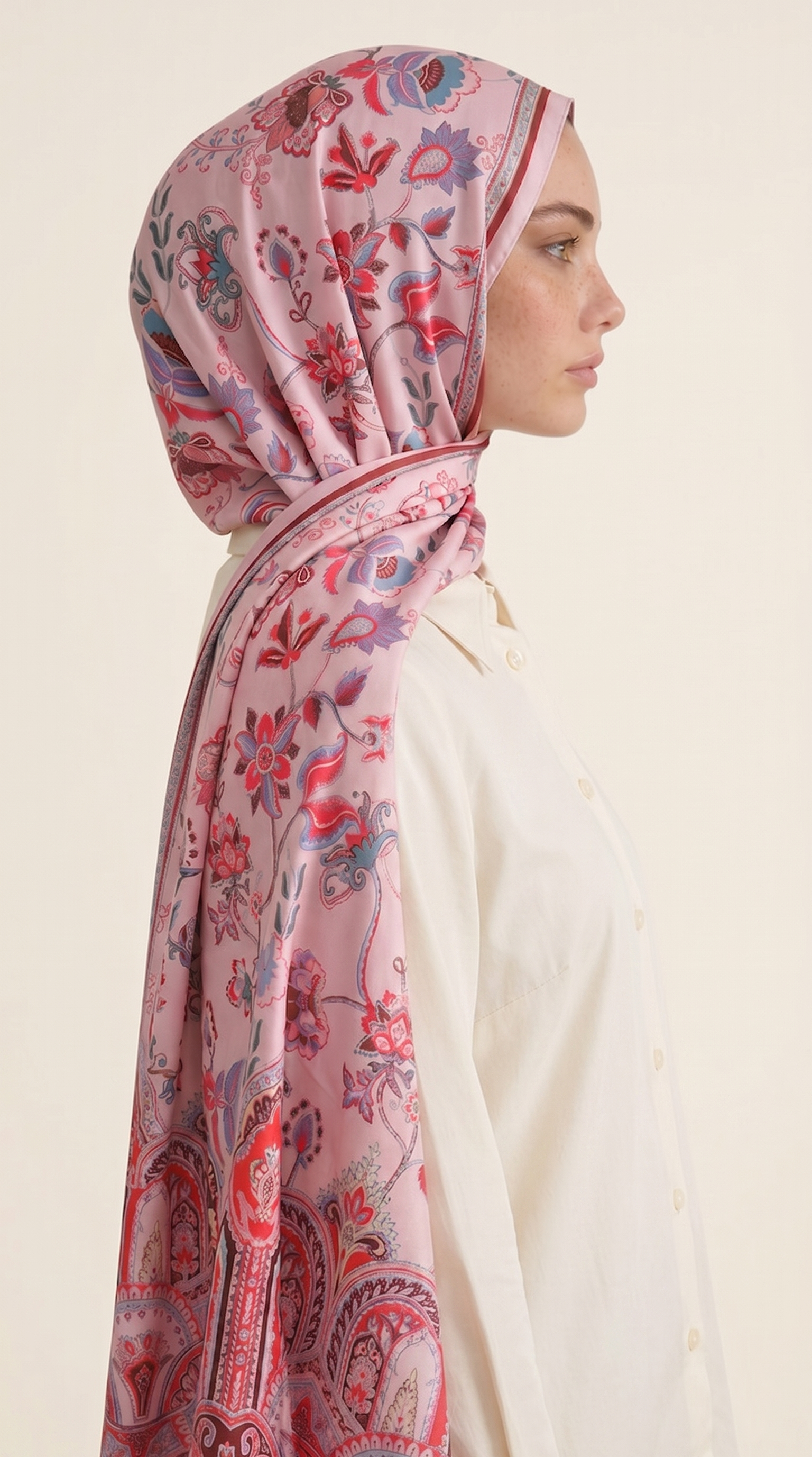 Karaca EşarpCOTTON ŞAL ALYA ETNİK DESENLİ COTTON ŞAL - KIRMIZI / SOMON