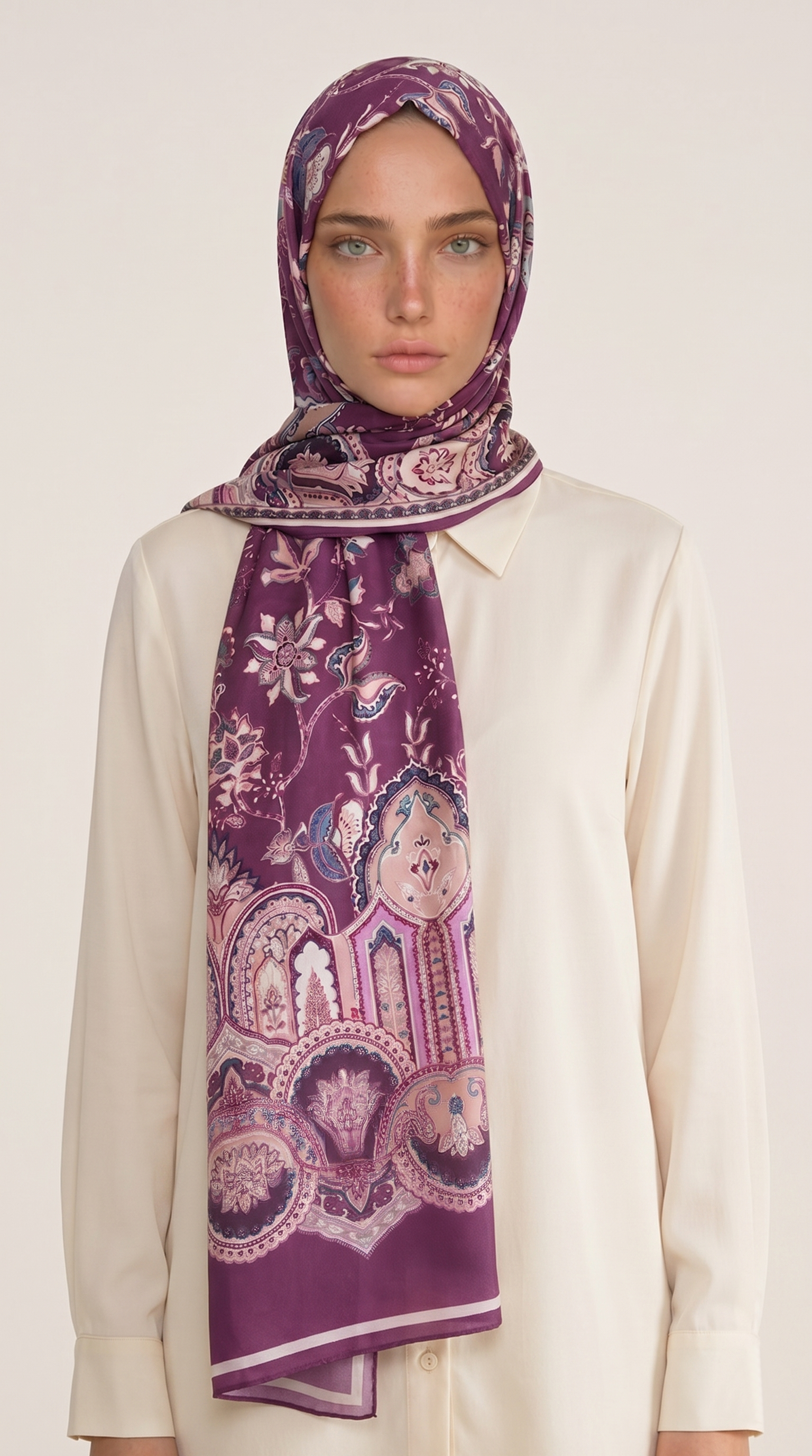 Karaca EşarpCOTTON ŞAL ALYA ETNİK DESENLİ COTTON ŞAL - MOR