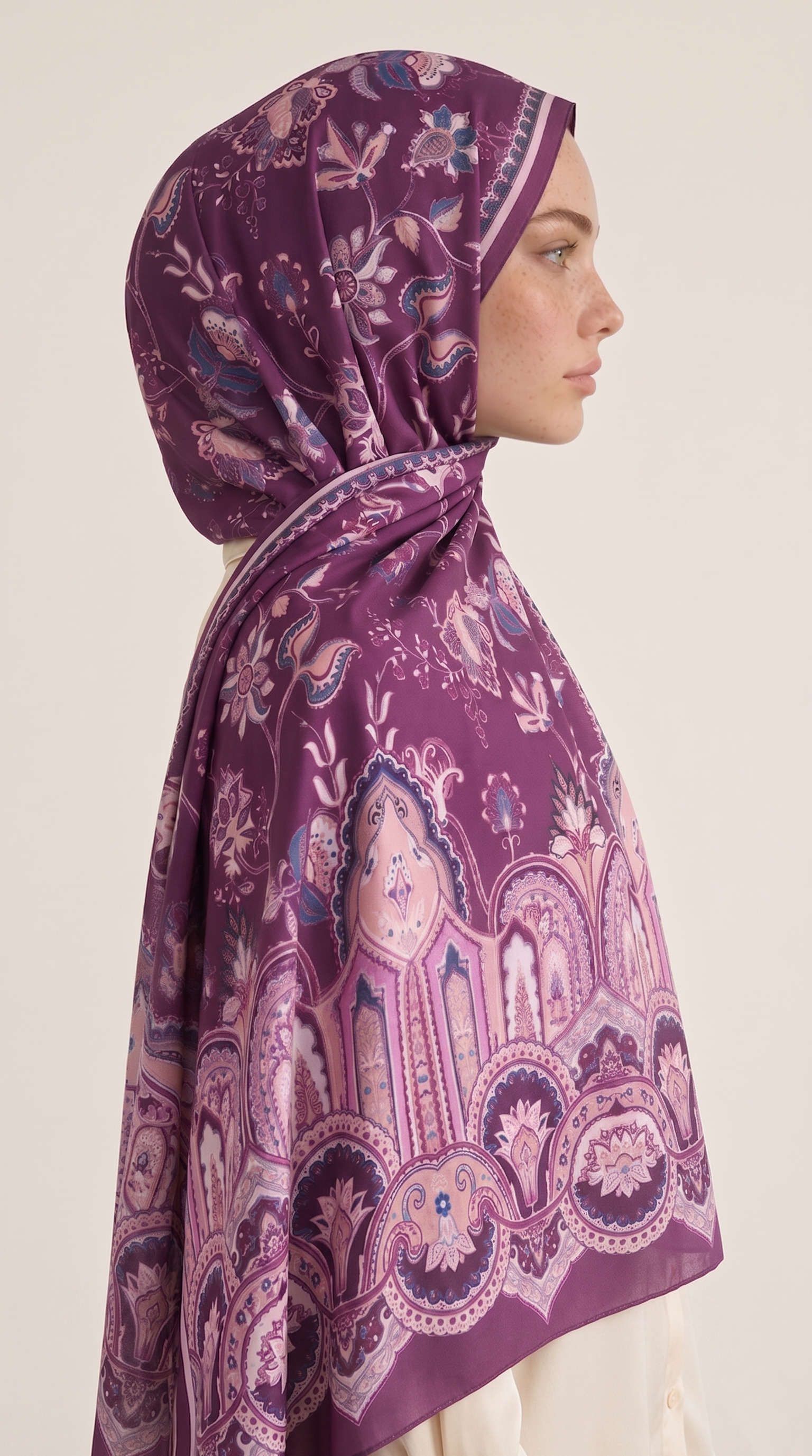 Karaca EşarpCOTTON ŞAL ALYA ETNİK DESENLİ COTTON ŞAL - MOR