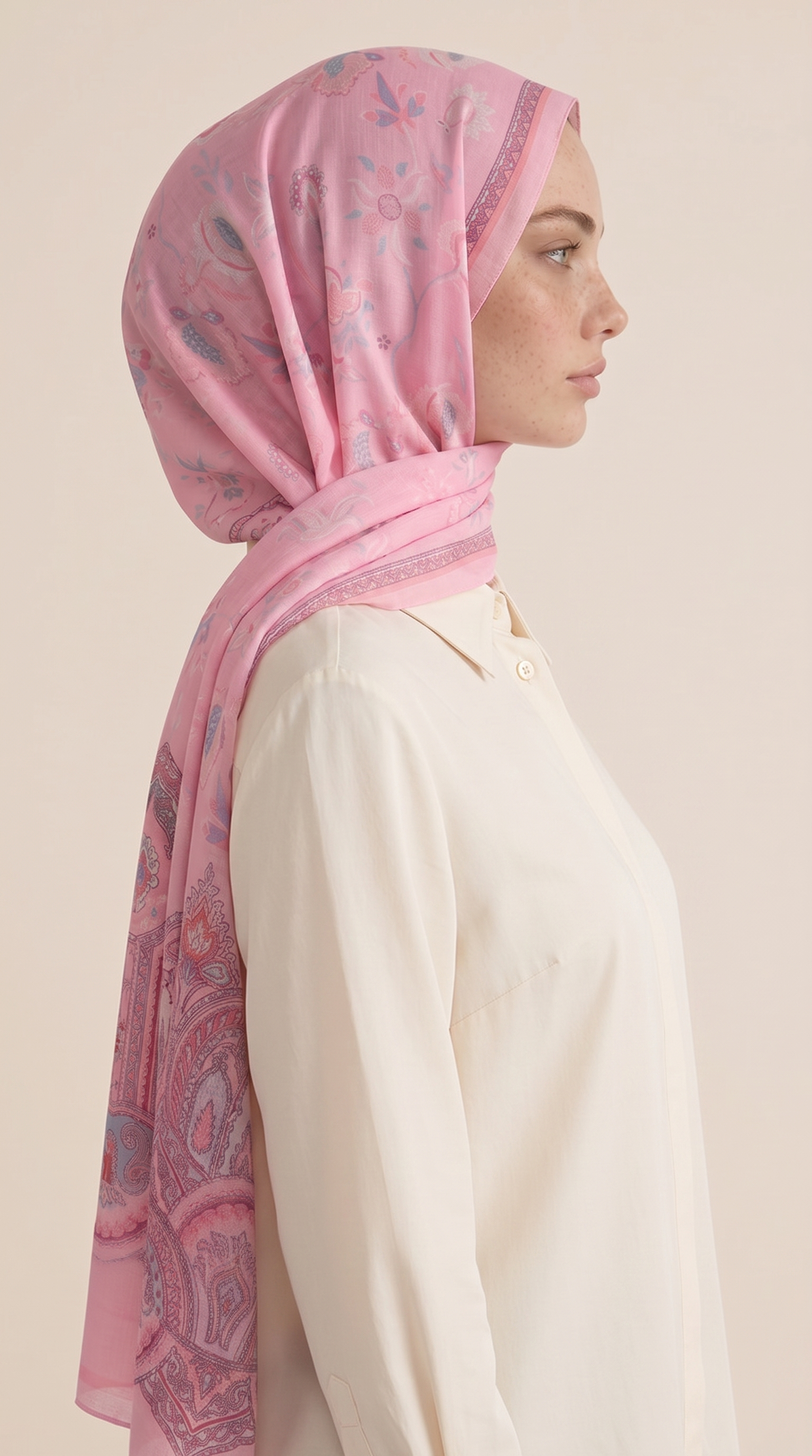 Karaca EşarpCOTTON ŞAL ALYA ETNİK DESENLİ COTTON ŞAL - PEMBE