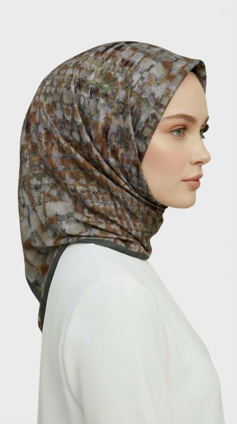 Karaca EşarpRAYON EŞARPCANVAS DESENLİ RAYON EŞARP - HAKİ / KREM 
