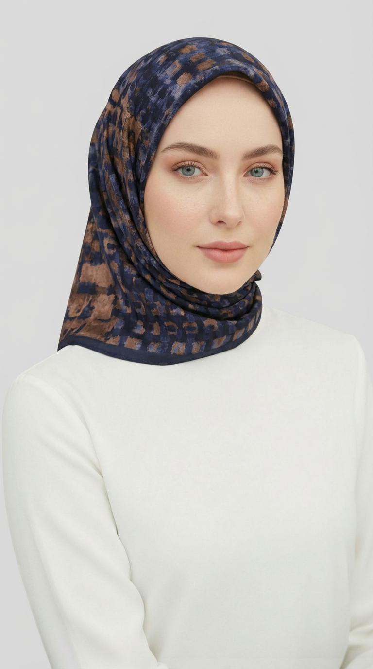 Karaca EşarpRAYON EŞARPCANVAS DESENLİ RAYON EŞARP - LACİVERT / BEJ