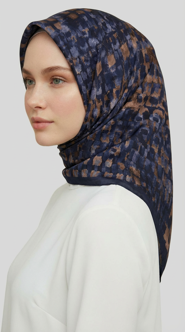 Karaca EşarpRAYON EŞARPCANVAS DESENLİ RAYON EŞARP - LACİVERT / BEJ
