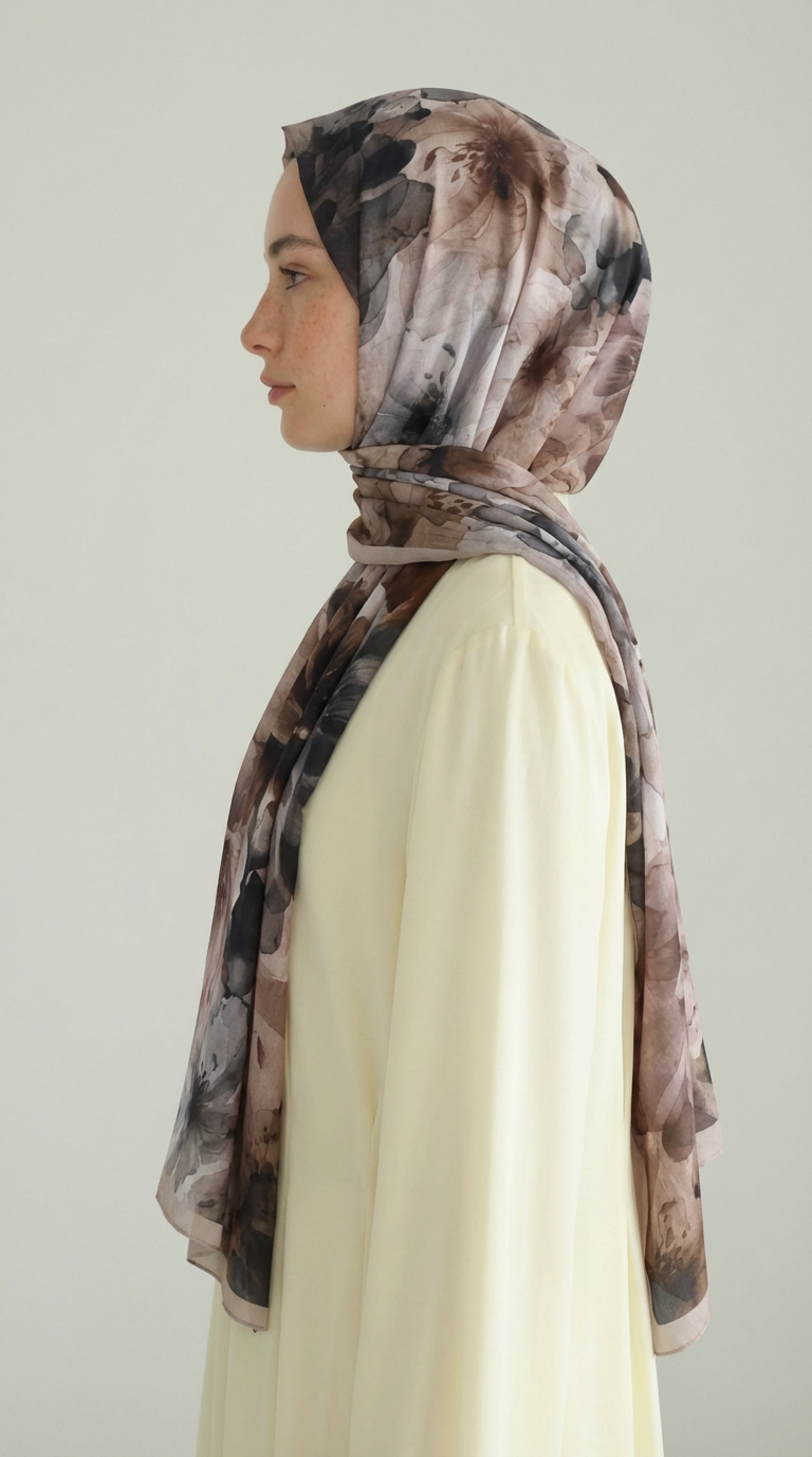 Karaca EşarpCOTTON ŞAL ÇİÇEK DESENLİ COTTON ŞAL -KAHVERENGİ / BEJ