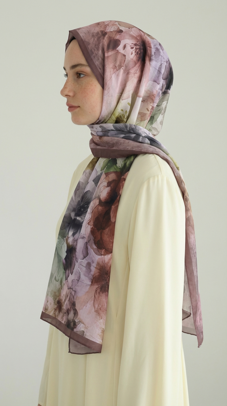 Karaca EşarpCOTTON ŞAL ÇİÇEK DESENLİ COTTON ŞAL - YEŞİL / KAHVERENGİ 