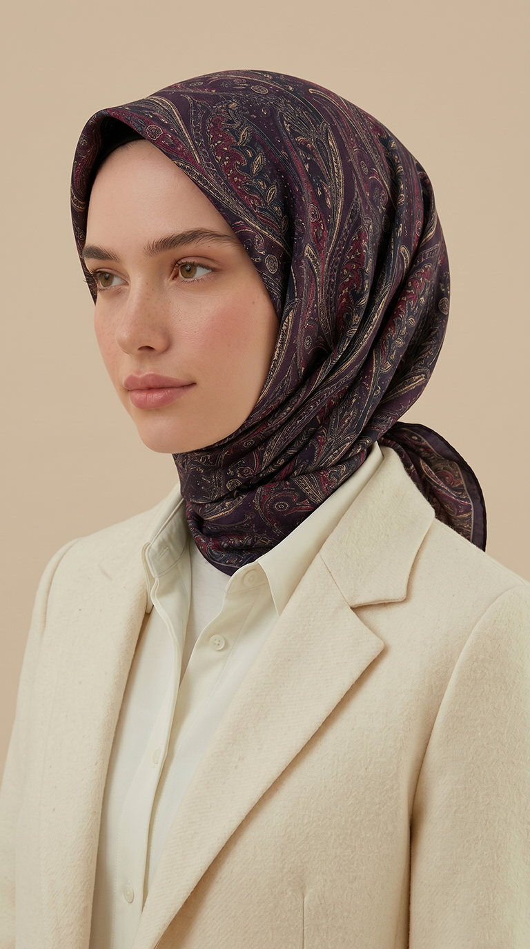Karaca Eşarp ŞAL EŞARP EFSUN DESENLİ 120*120 CM COTTON EŞARP - 