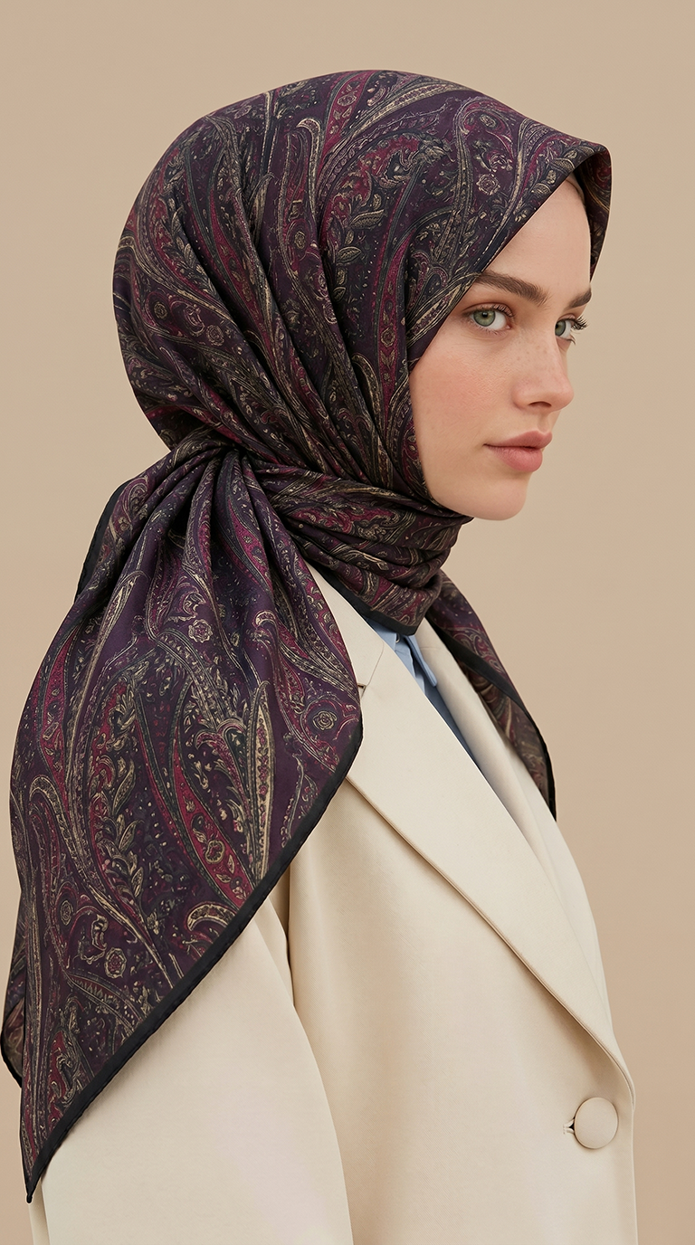 Karaca Eşarp ŞAL EŞARP EFSUN DESENLİ 120*120 CM COTTON EŞARP - 