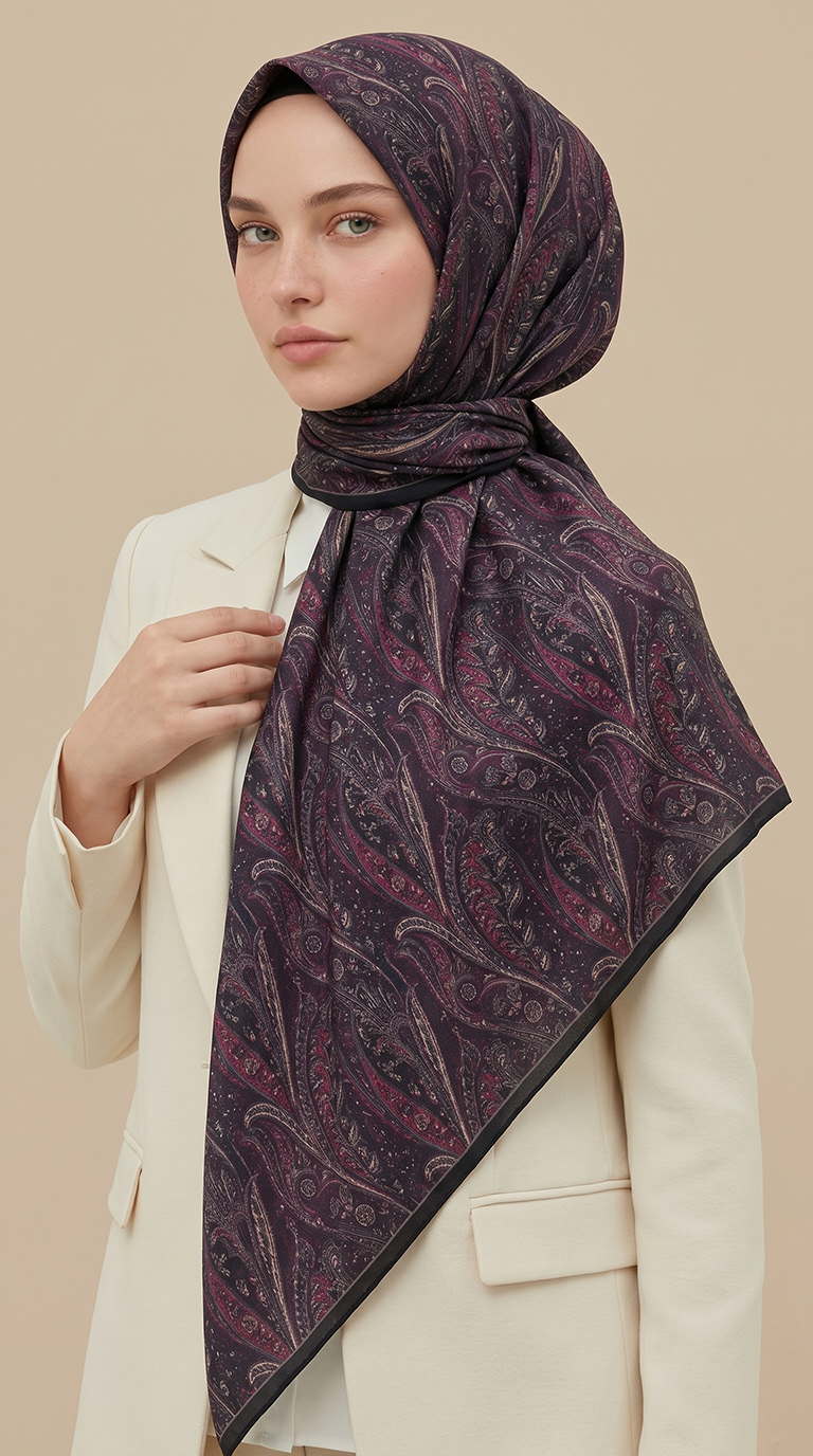 Karaca Eşarp ŞAL EŞARP EFSUN DESENLİ 120*120 CM COTTON EŞARP - 