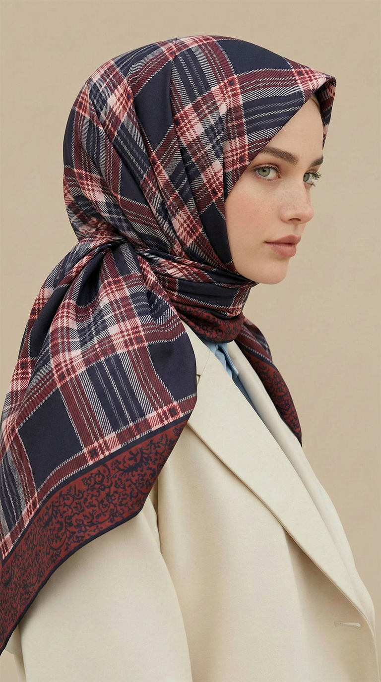 Karaca EşarpKOTON EŞARP EKOSE DESENLİ 100*1OO CM COTTON EŞARP  - KIRMIZI / SİYAH 
