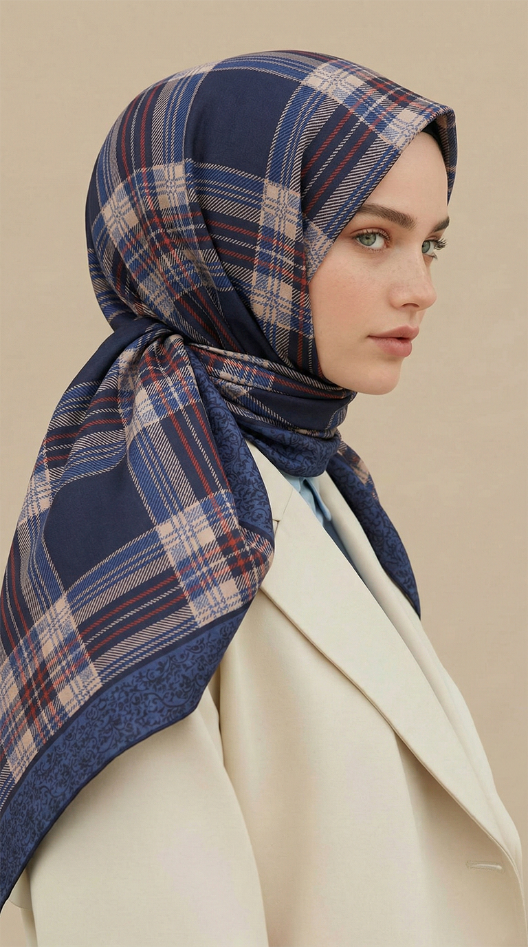 Karaca EşarpKOTON EŞARP EKOSE DESENLİ 100*1OO CM COTTON EŞARP - 
