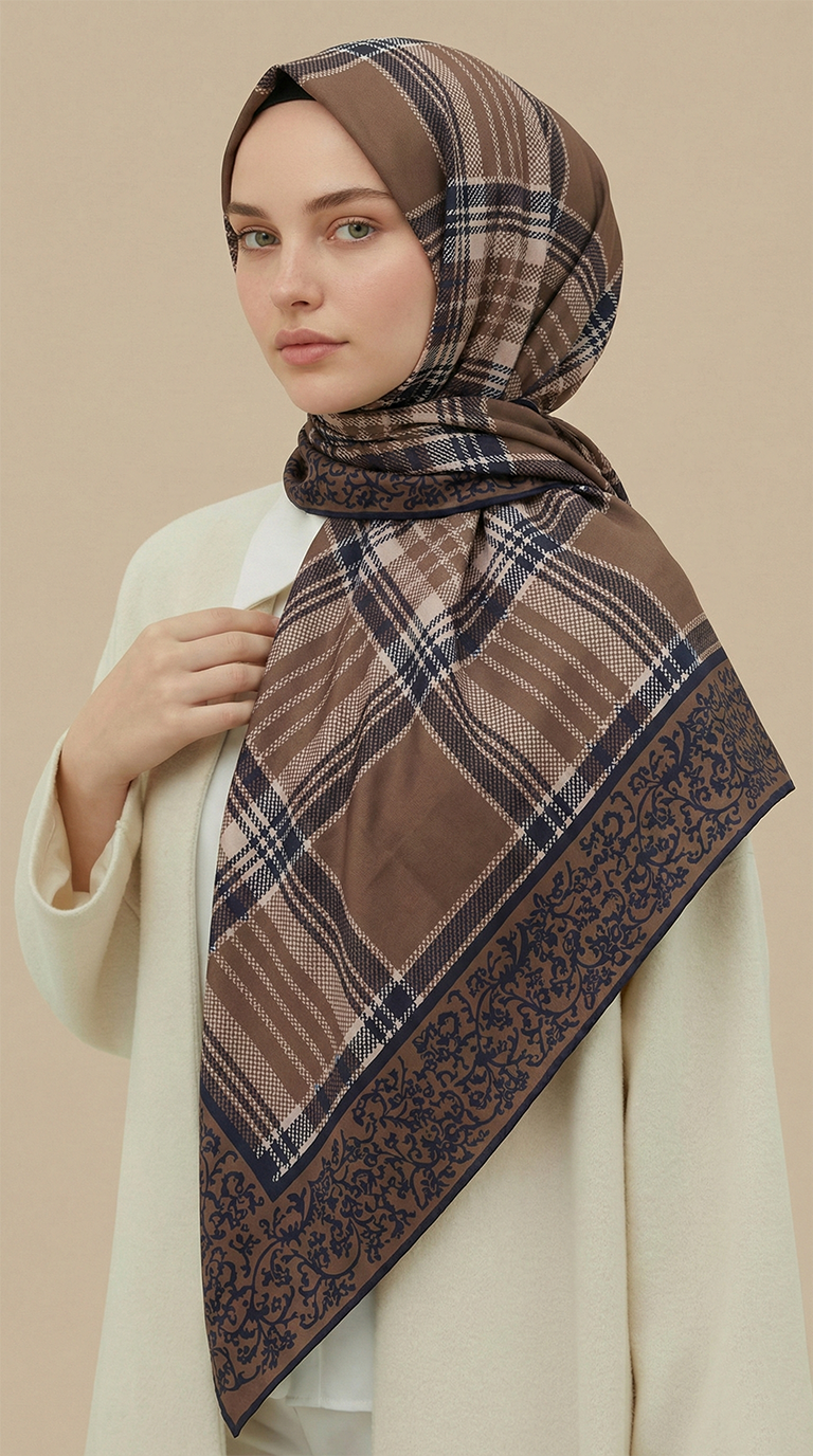 Karaca EşarpKOTON EŞARP EKOSE DESENLİ 100*1OO CM COTTON EŞARP