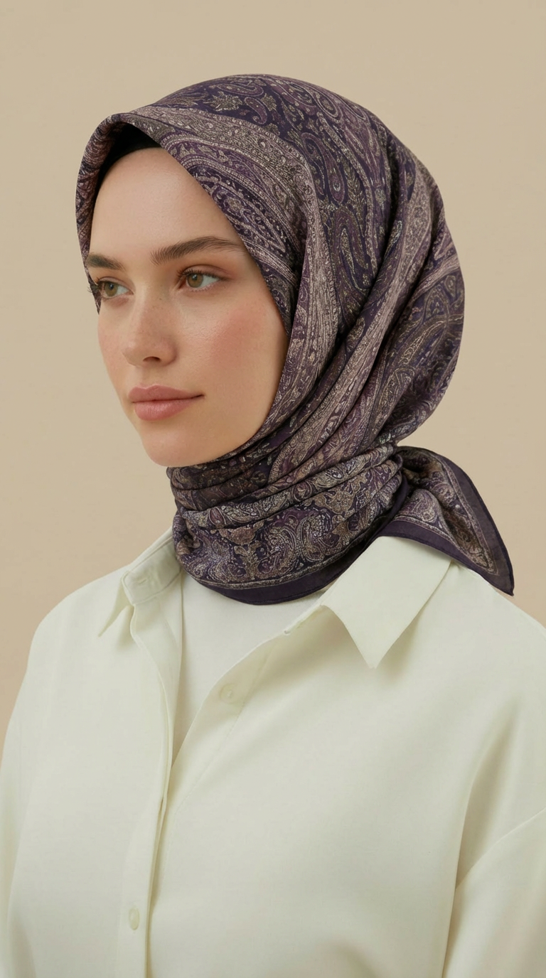 Karaca Eşarp ŞAL EŞARP ETNİK DESEN 120 * 120 CM COTTON ŞAL EŞARP - LİLA / MOR