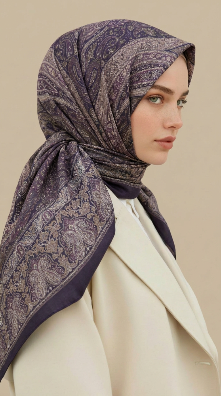 Karaca Eşarp ŞAL EŞARP ETNİK DESEN 120 * 120 CM COTTON ŞAL EŞARP - LİLA / MOR