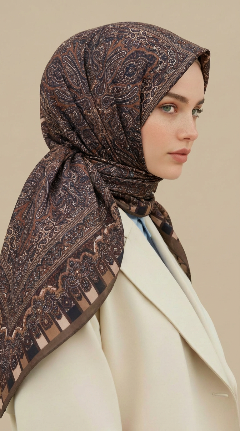 Karaca Eşarp ŞAL EŞARP ETNİK DESEN 120 CM COTTON ŞAL EŞARP - BEJ