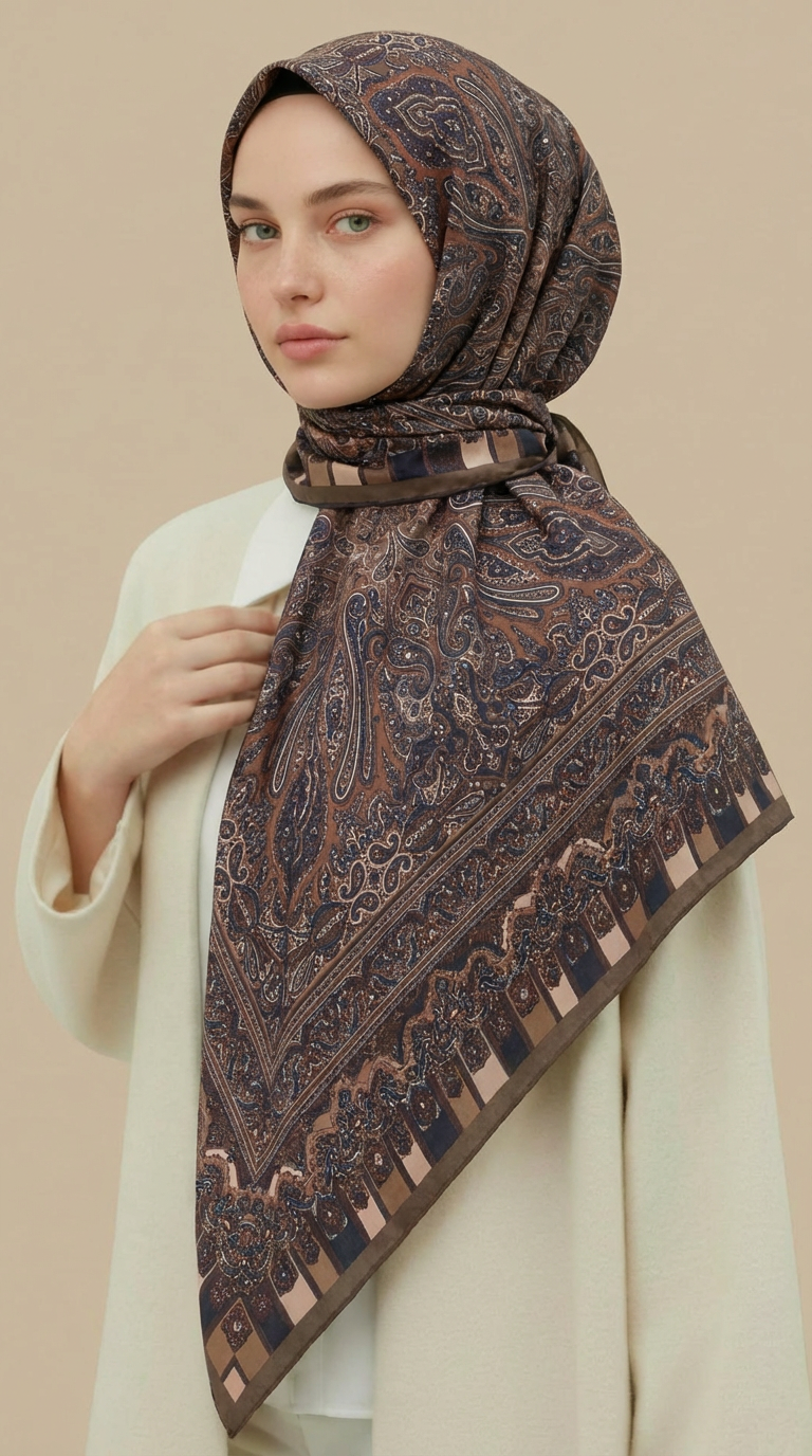 Karaca Eşarp ŞAL EŞARP ETNİK DESEN 120 CM COTTON ŞAL EŞARP - BEJ