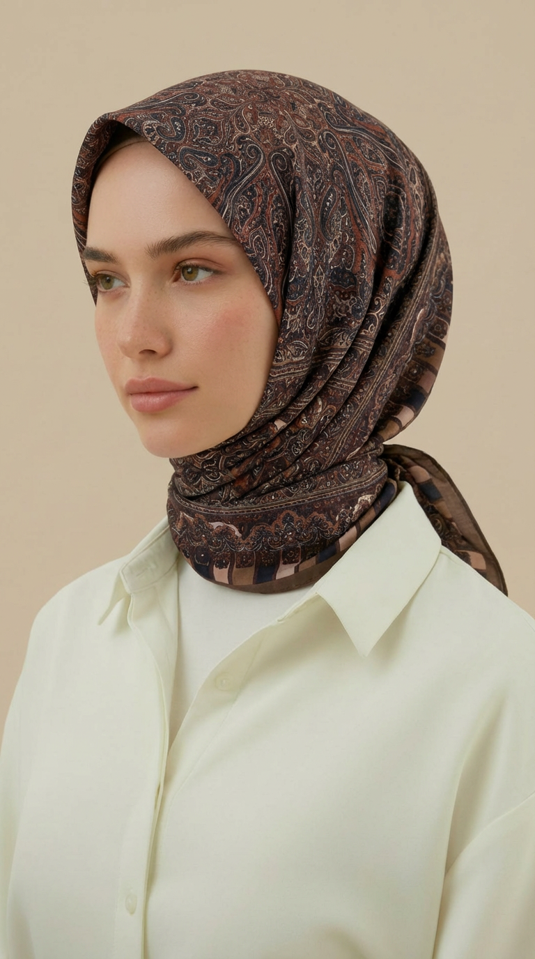 Karaca Eşarp ŞAL EŞARP ETNİK DESEN 120 CM COTTON ŞAL EŞARP - BEJ