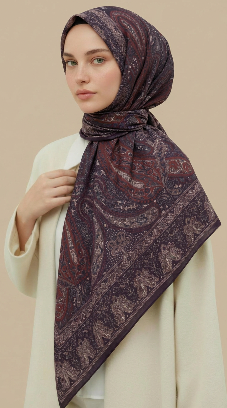 Karaca Eşarp ŞAL EŞARP ETNİK DESEN 120 CM COTTON ŞAL EŞARP - MOR / KIRMIZI