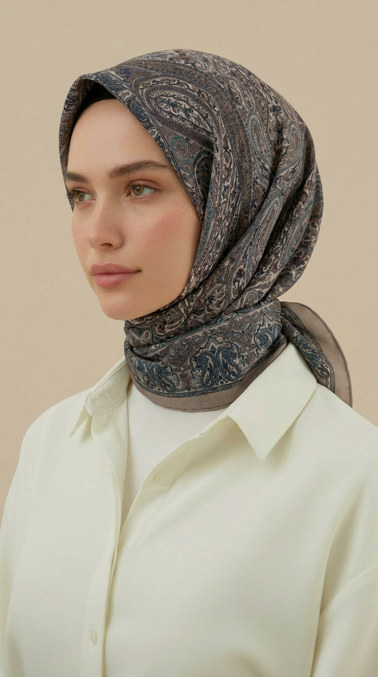 Karaca Eşarp ŞAL EŞARP ETNİK DESEN 120 CM COTTON ŞAL EŞARP - YEŞİL / BEJ