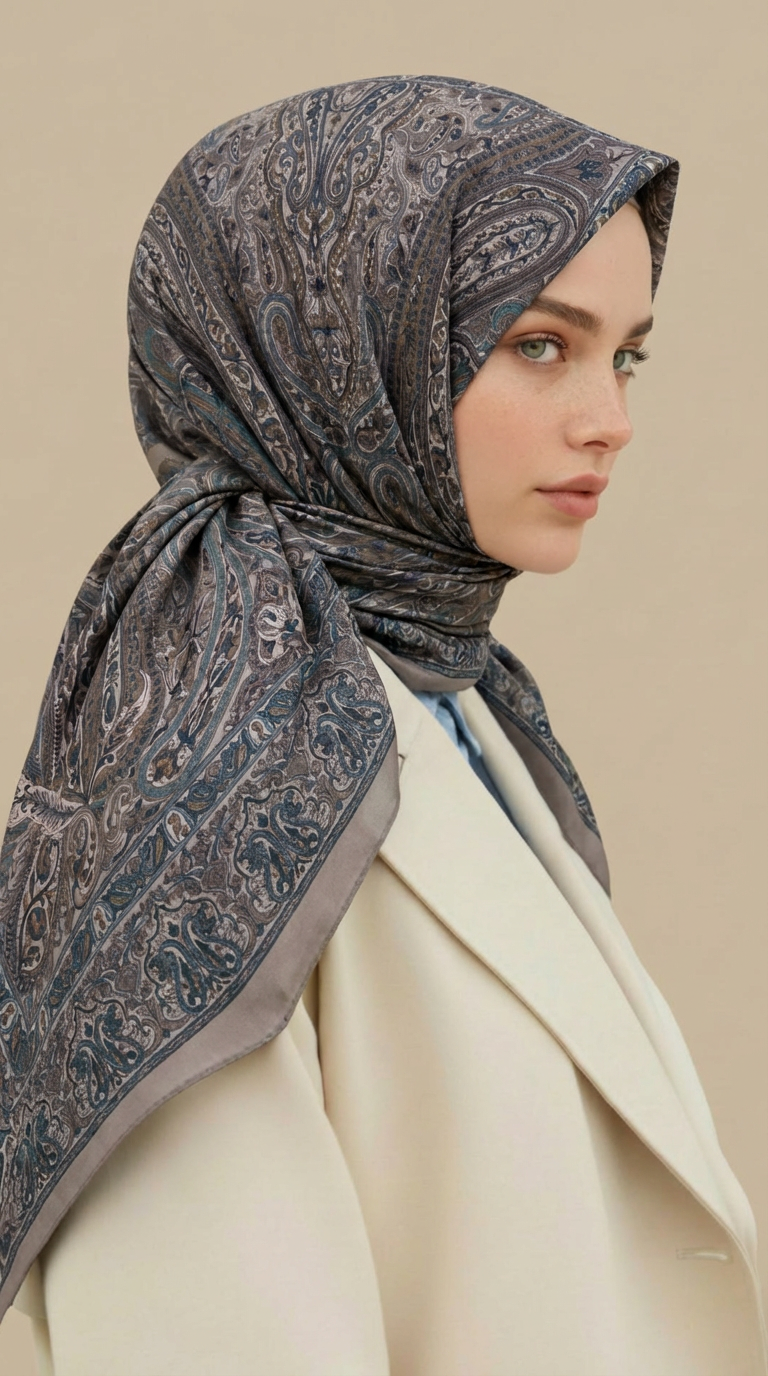 Karaca Eşarp ŞAL EŞARP ETNİK DESEN 120 CM COTTON ŞAL EŞARP - YEŞİL / BEJ