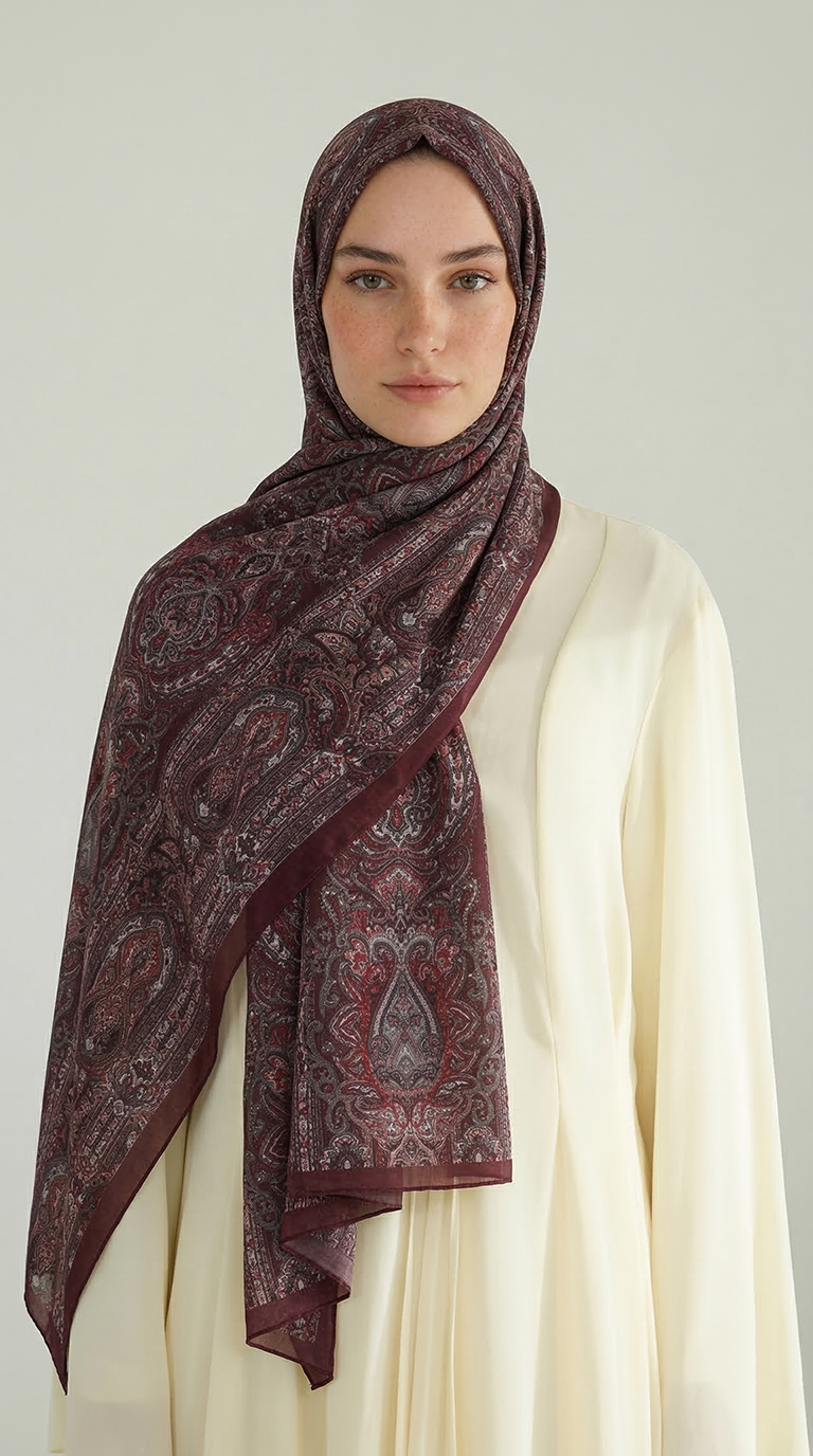 Karaca EşarpCOTTON ŞAL ETNİK DESEN COTTON ŞAL - BORDO