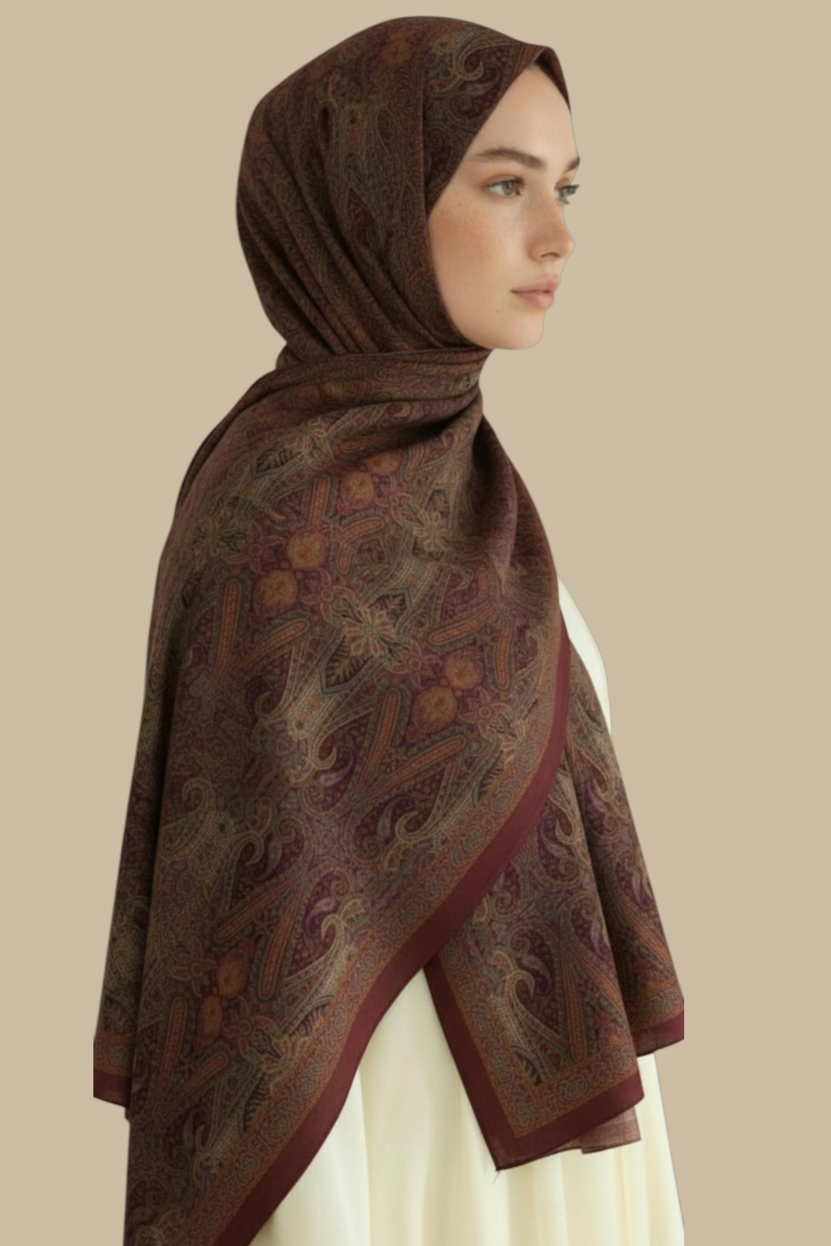 Karaca EşarpKOTON ŞALETNİK DESEN COTTON ŞAL - BORDO