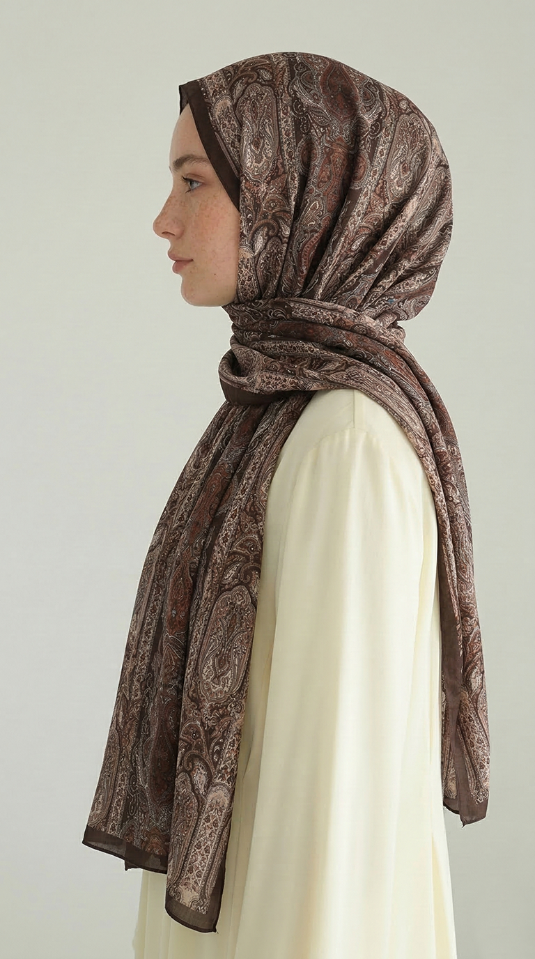Karaca EşarpCOTTON ŞAL ETNİK DESEN COTTON ŞAL - KAHVERENGİ
