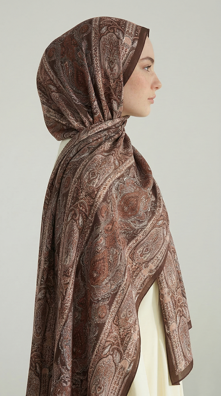 Karaca EşarpCOTTON ŞAL ETNİK DESEN COTTON ŞAL - KAHVERENGİ