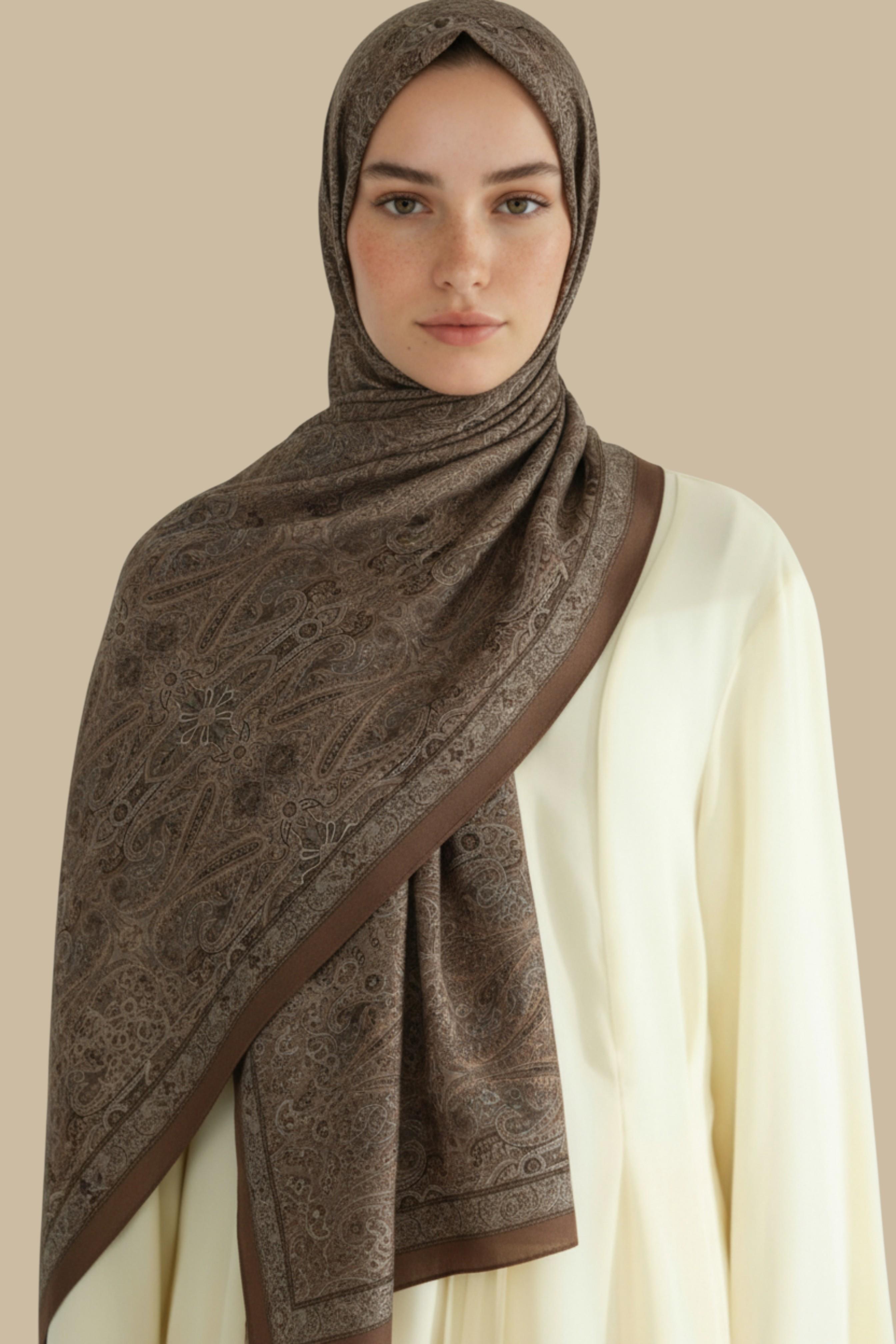 Karaca EşarpKOTON ŞALETNİK DESEN COTTON ŞAL - KAHVERENGİ