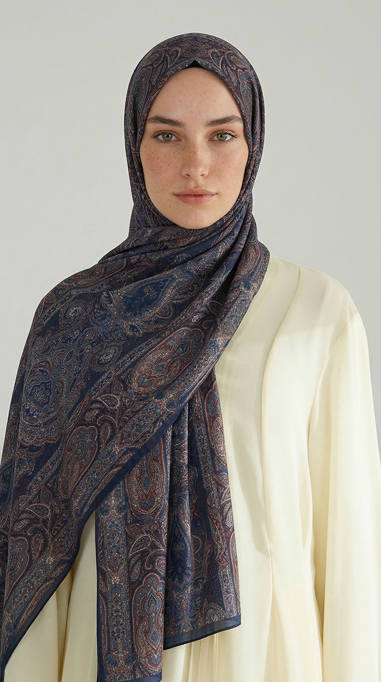 Karaca EşarpCOTTON ŞAL ETNİK DESEN COTTON ŞAL - LACİVERT
