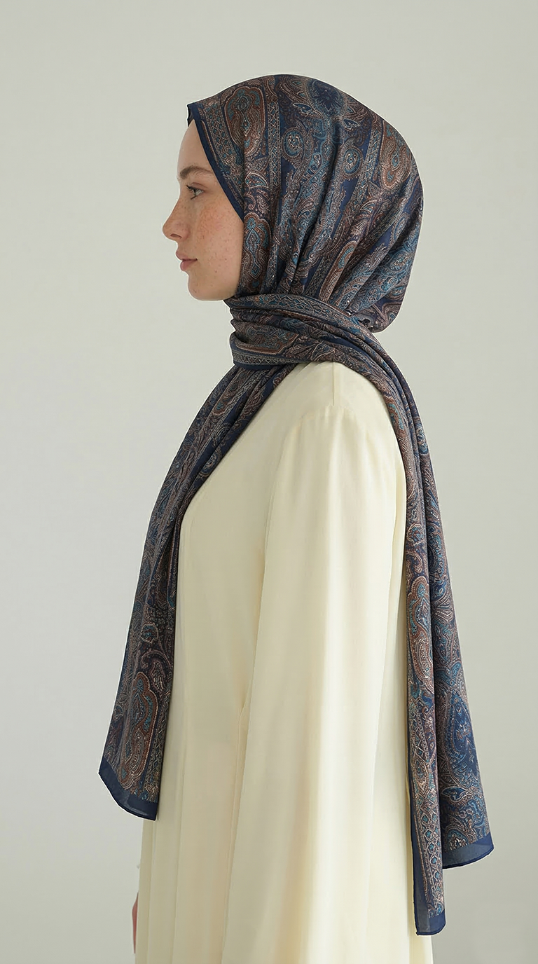 Karaca EşarpCOTTON ŞAL ETNİK DESEN COTTON ŞAL - LACİVERT
