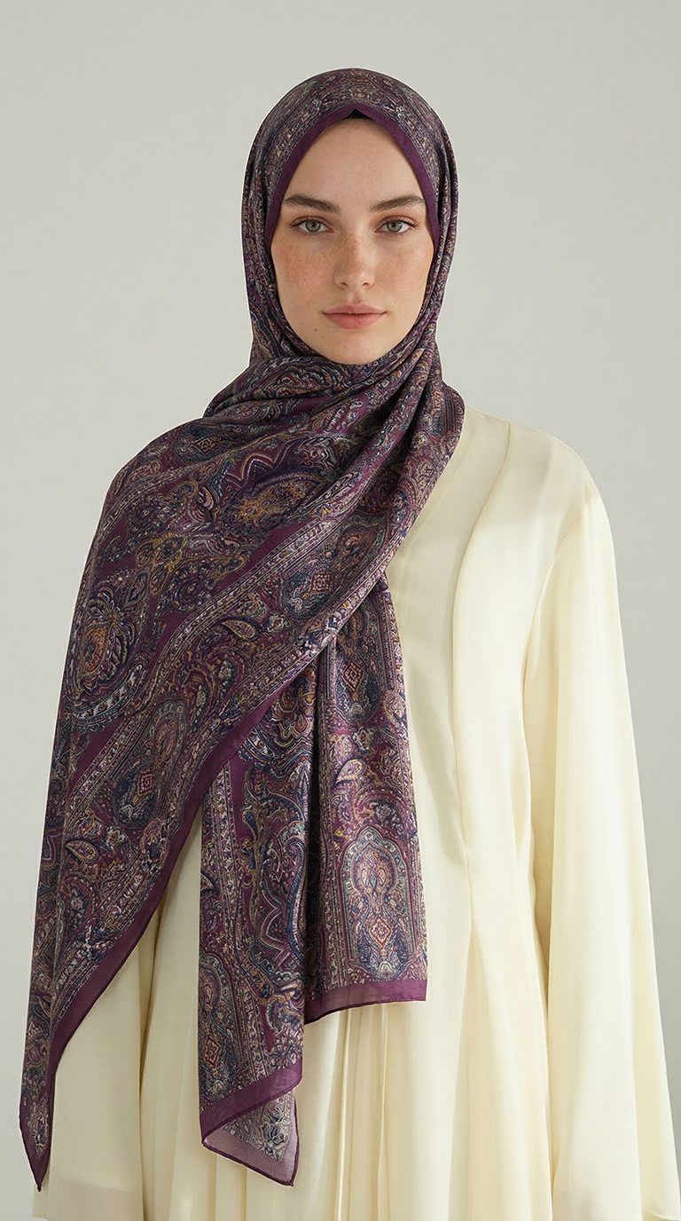 Karaca EşarpCOTTON ŞAL ETNİK DESEN COTTON ŞAL - MOR 