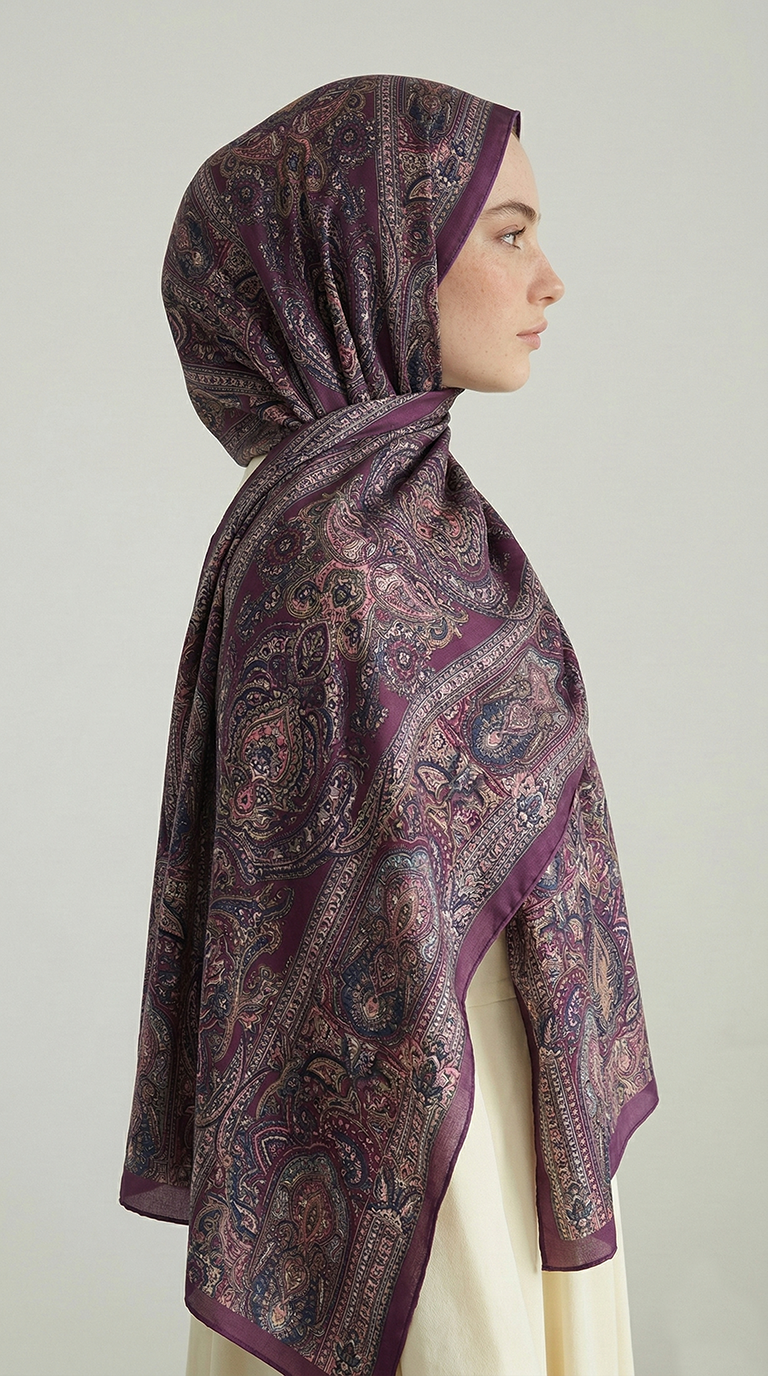 Karaca EşarpCOTTON ŞAL ETNİK DESEN COTTON ŞAL - MOR 