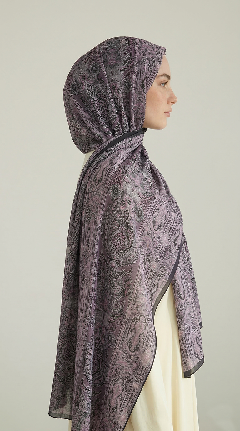Karaca EşarpCOTTON ŞAL ETNİK DESEN COTTON ŞAL - SİYAH / LİLA