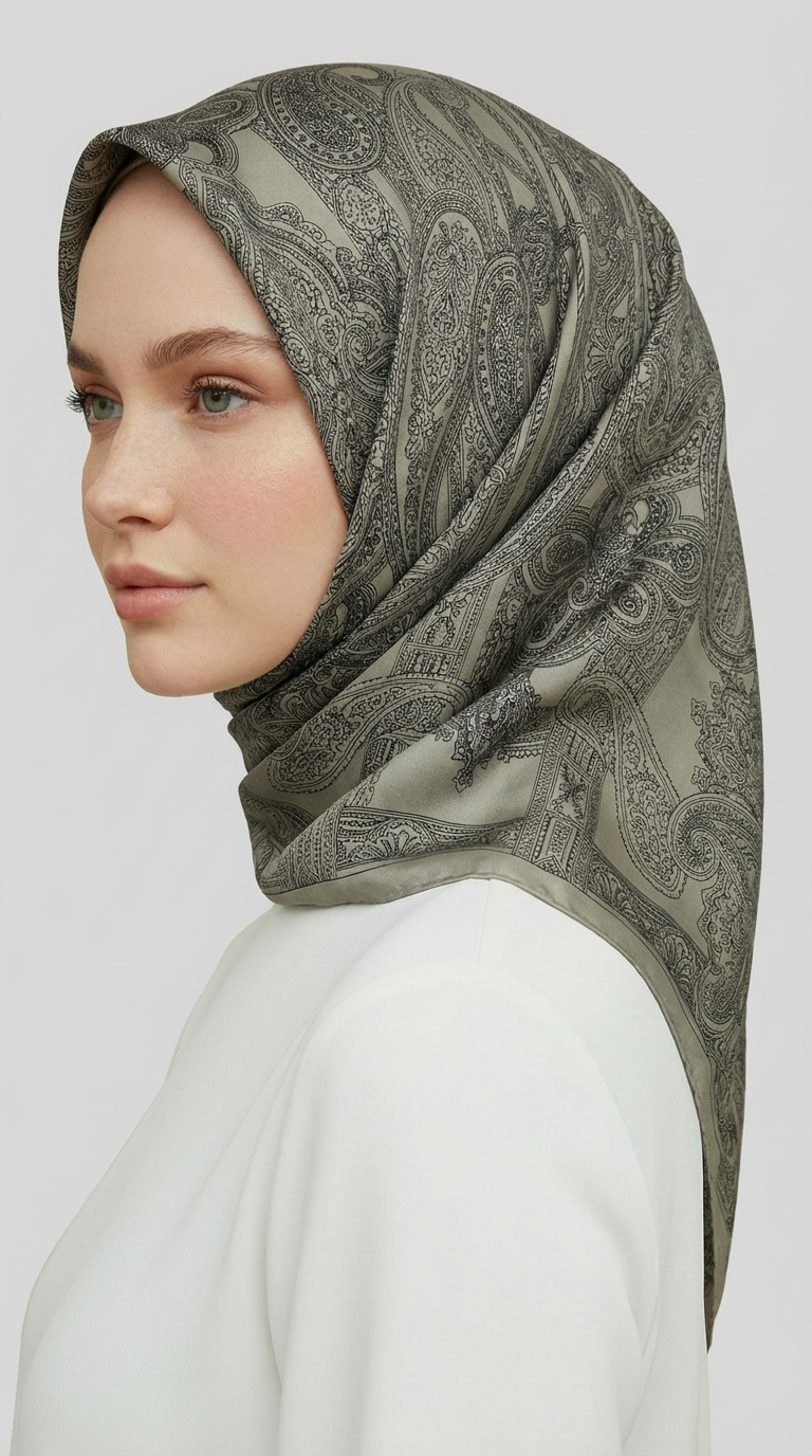 Karaca EşarpRAYON EŞARPETNİK DESEN TWİL POLYESTER EŞARP - HAKİ