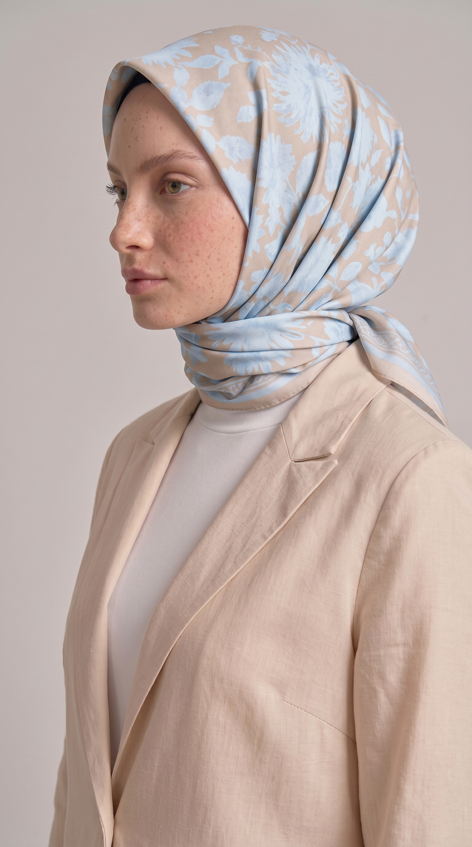 Karaca EşarpKOTON EŞARP FLORA COTTON EŞARP - MAVİ / KREM 