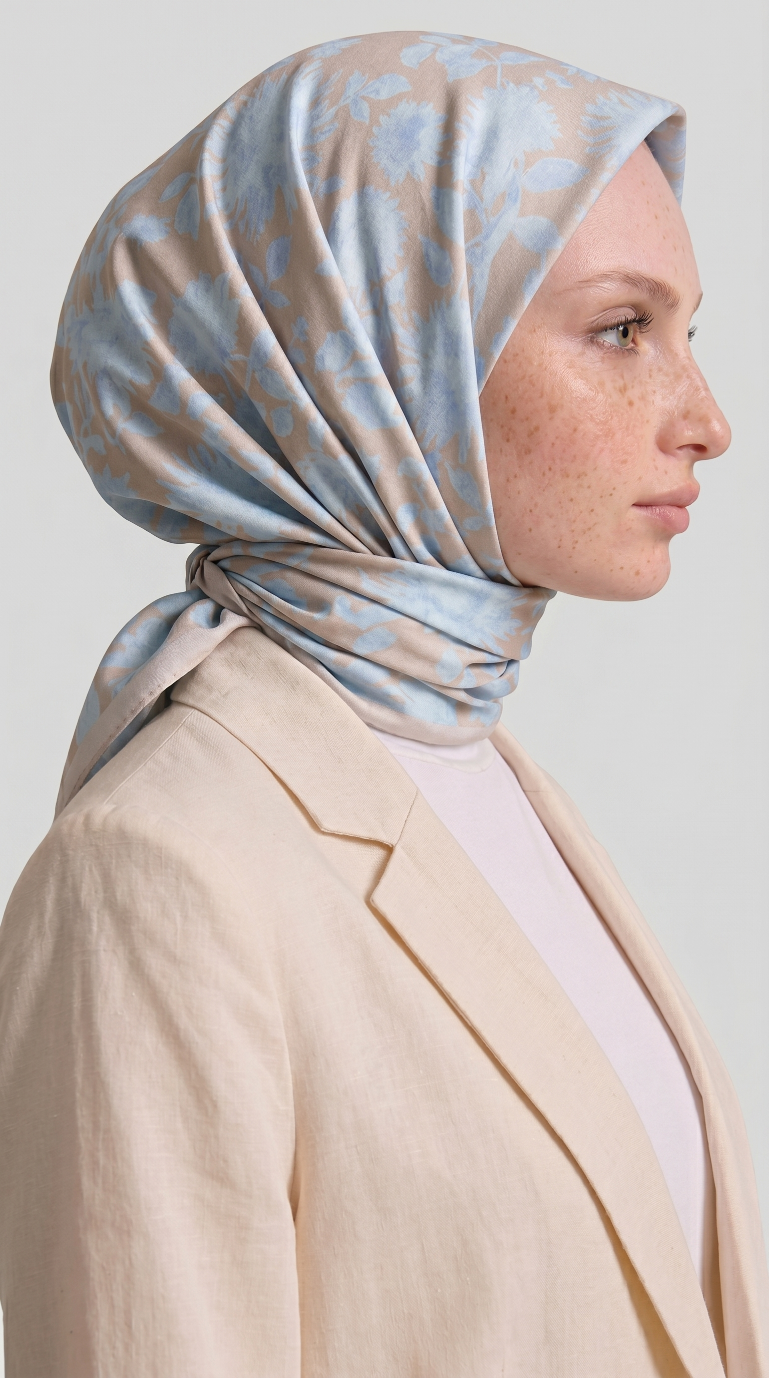 Karaca EşarpKOTON EŞARP FLORA COTTON EŞARP - MAVİ / KREM 