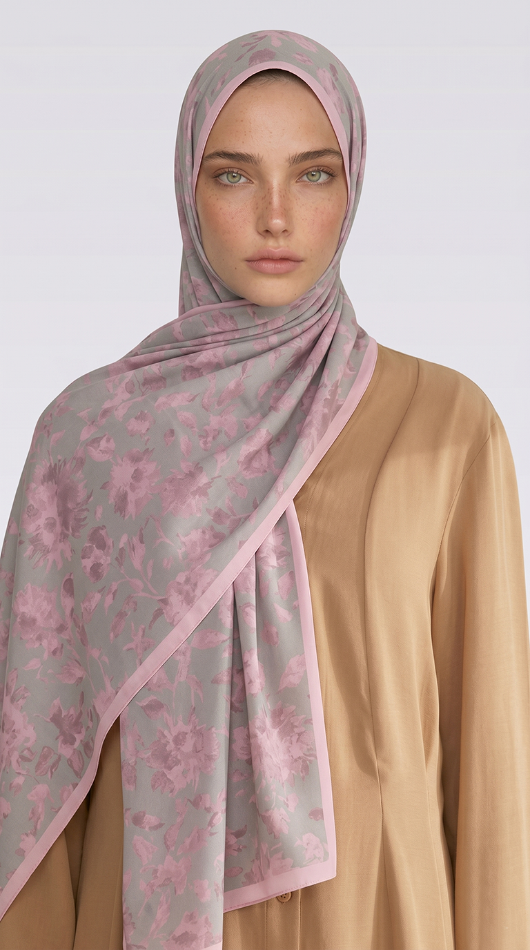Karaca EşarpCOTTON ŞAL FLORA DESENLİ COTTON ŞAL - KREM / SU YEŞİLİ