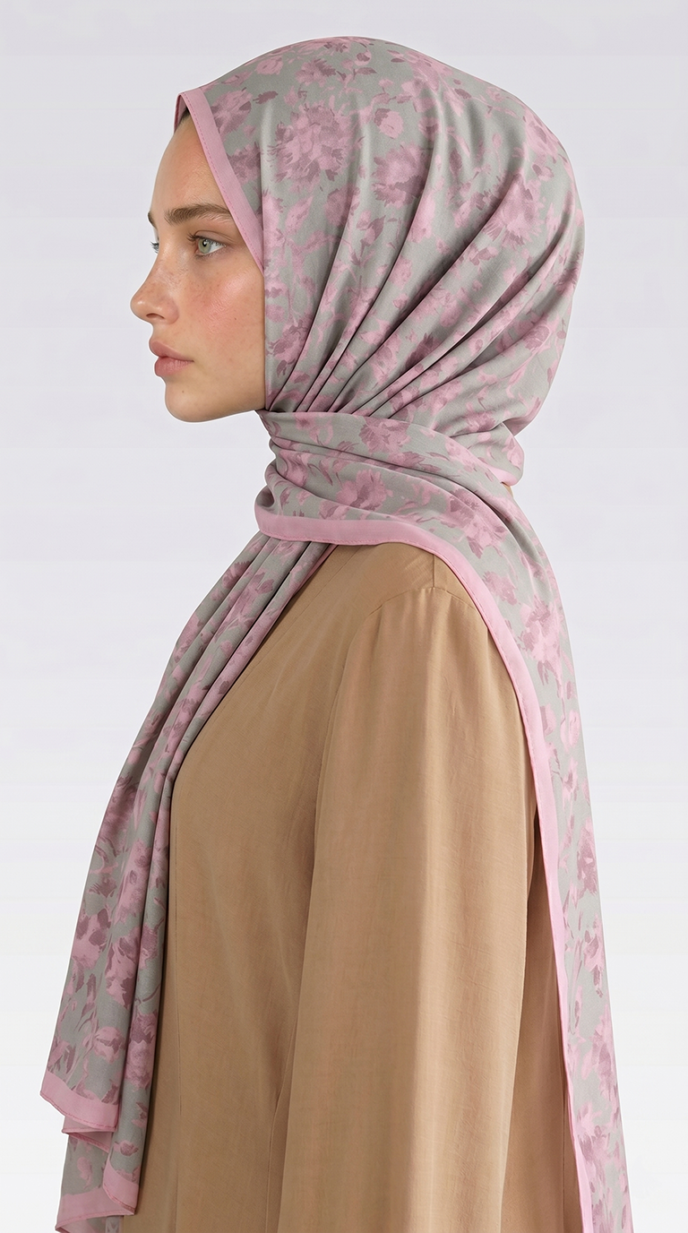 Karaca EşarpCOTTON ŞAL FLORA DESENLİ COTTON ŞAL - KREM / SU YEŞİLİ