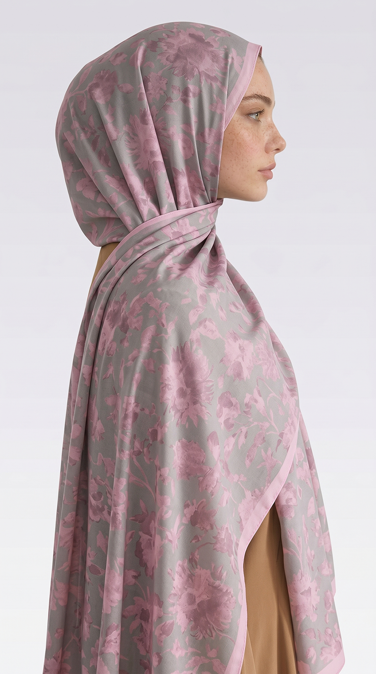 Karaca EşarpCOTTON ŞAL FLORA DESENLİ COTTON ŞAL - KREM / SU YEŞİLİ