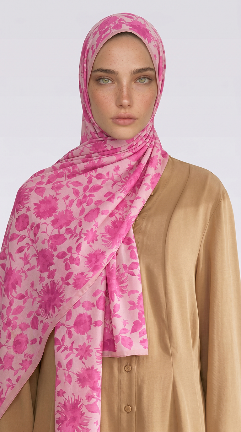 Karaca EşarpCOTTON ŞAL FLORA DESENLİ COTTON ŞAL - PEMBE