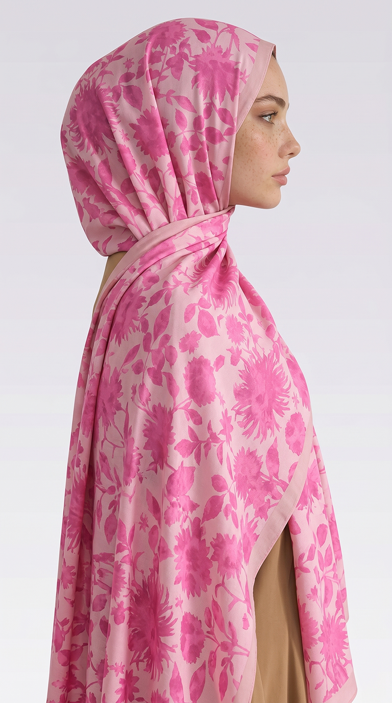 Karaca EşarpCOTTON ŞAL FLORA DESENLİ COTTON ŞAL - PEMBE