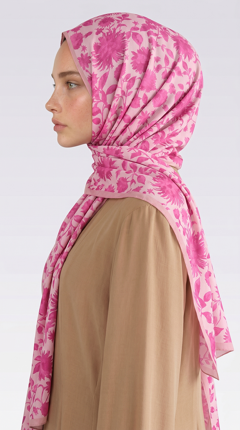Karaca EşarpCOTTON ŞAL FLORA DESENLİ COTTON ŞAL - PEMBE