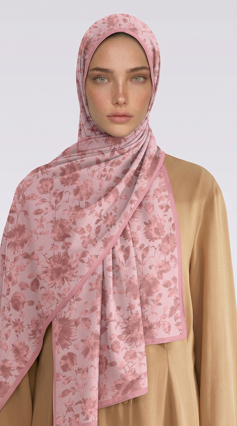 Karaca EşarpCOTTON ŞAL FLORA DESENLİ COTTON ŞAL - TOZ PEMBE 