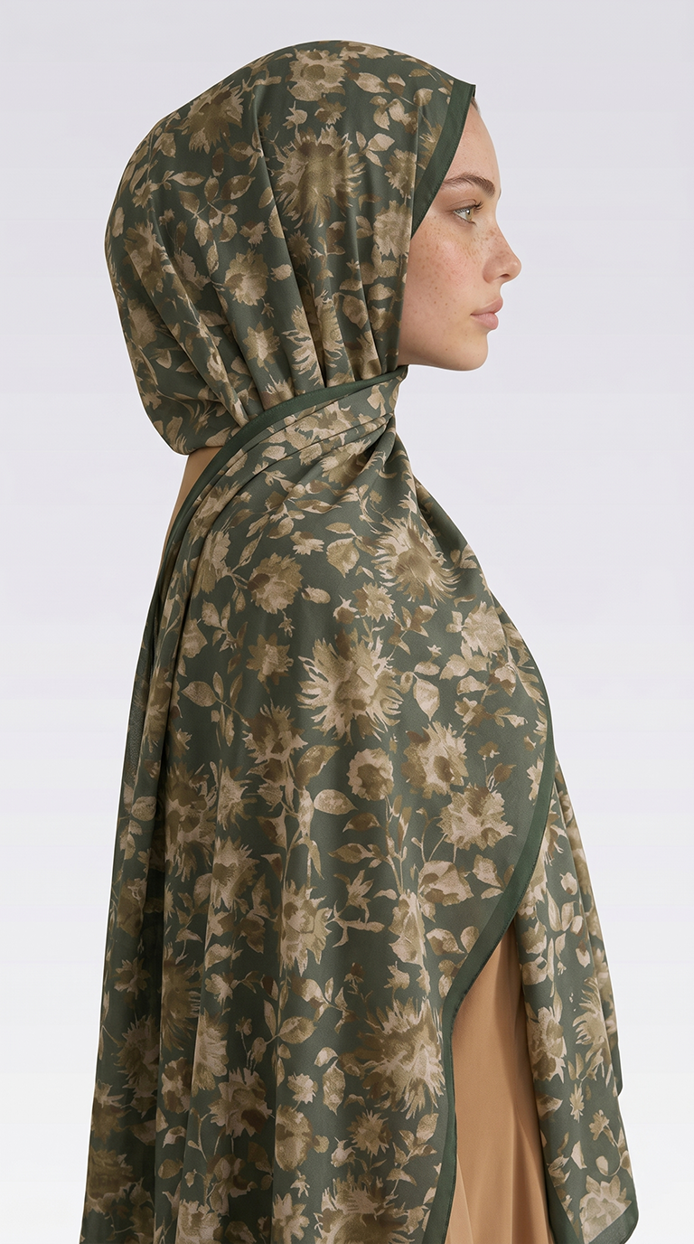Karaca EşarpCOTTON ŞAL FLORA DESENLİ COTTON ŞAL - YEŞİL