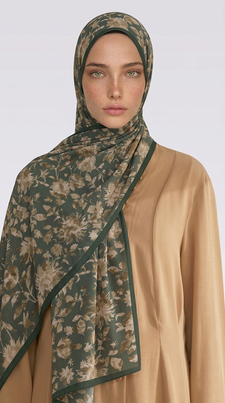 Karaca EşarpCOTTON ŞAL FLORA DESENLİ COTTON ŞAL - YEŞİL