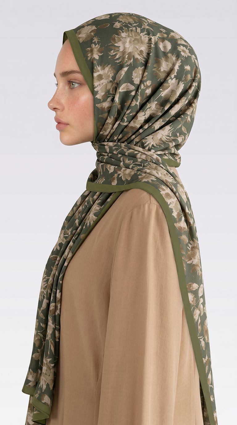 Karaca EşarpCOTTON ŞAL FLORA DESENLİ COTTON ŞAL - YEŞİL