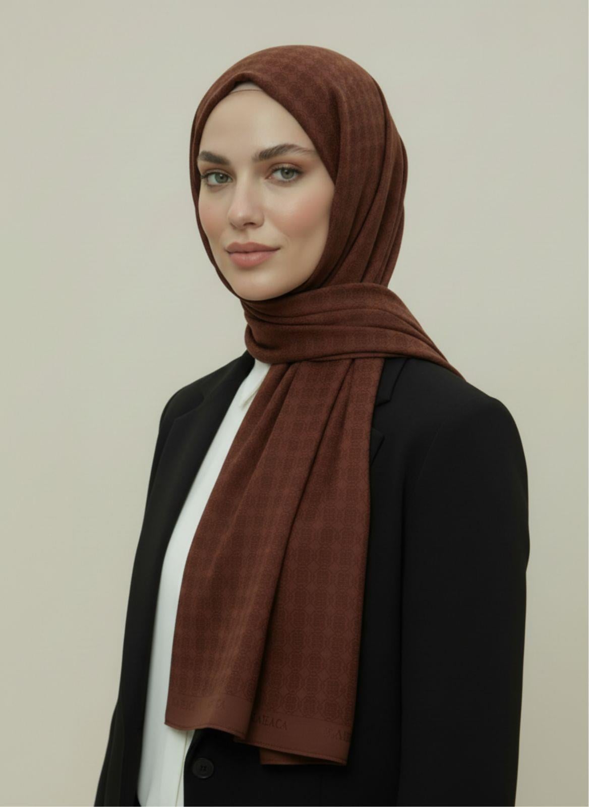 Karaca EşarpMODAL ŞALKARACA DESENLİ MODAL ŞAL - KAHVERENGİ 