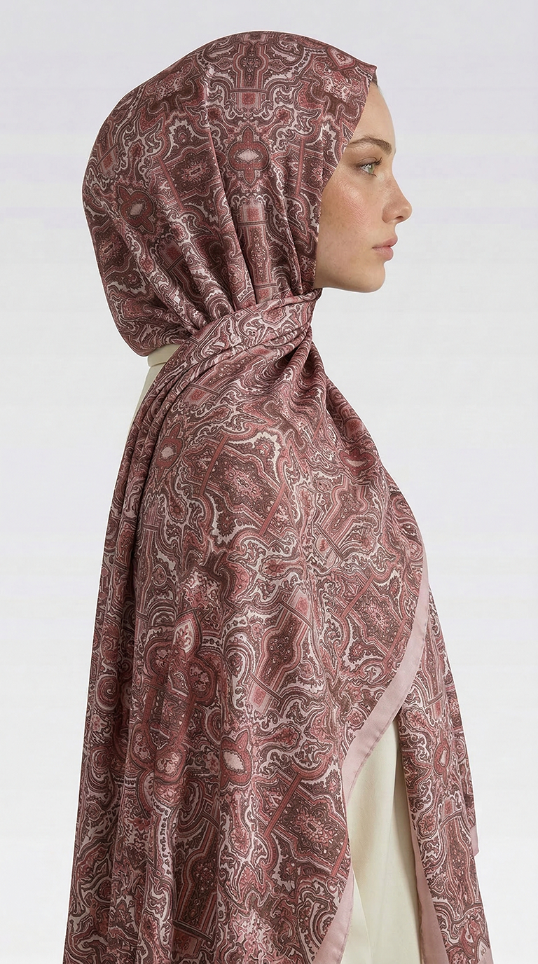 Karaca EşarpCOTTON ŞAL LARA MOTİF DESENLİ COTTON ŞAL - KREM / PUDRA