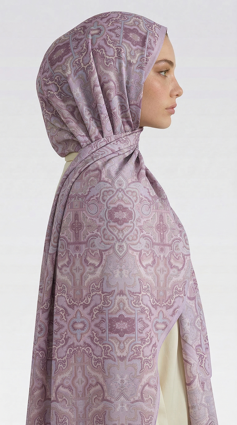 Karaca EşarpCOTTON ŞAL LARA MOTİF DESENLİ COTTON ŞAL -MOR / LİLA 