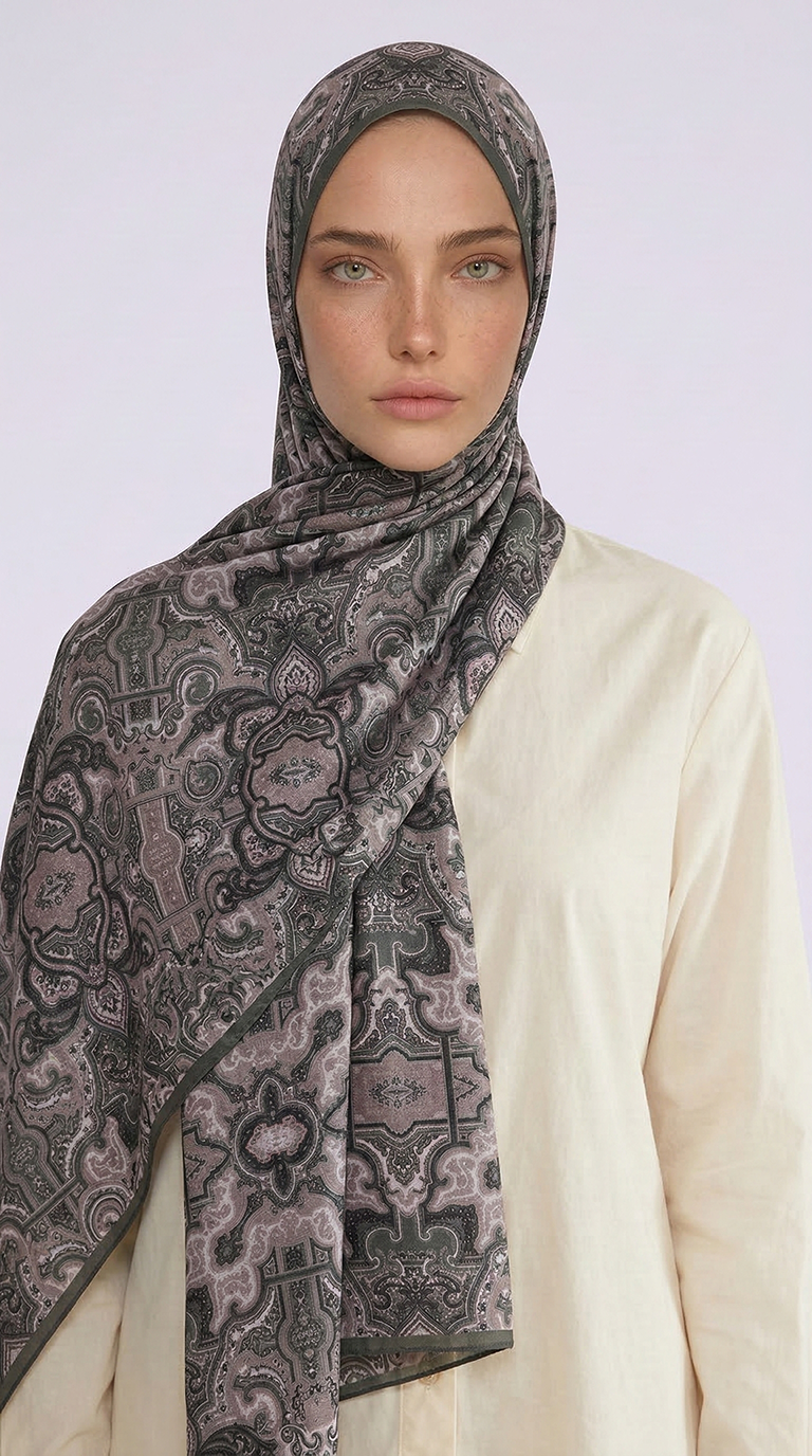 Karaca EşarpCOTTON ŞAL LARA MOTİF DESENLİ COTTON ŞAL - YEŞİL